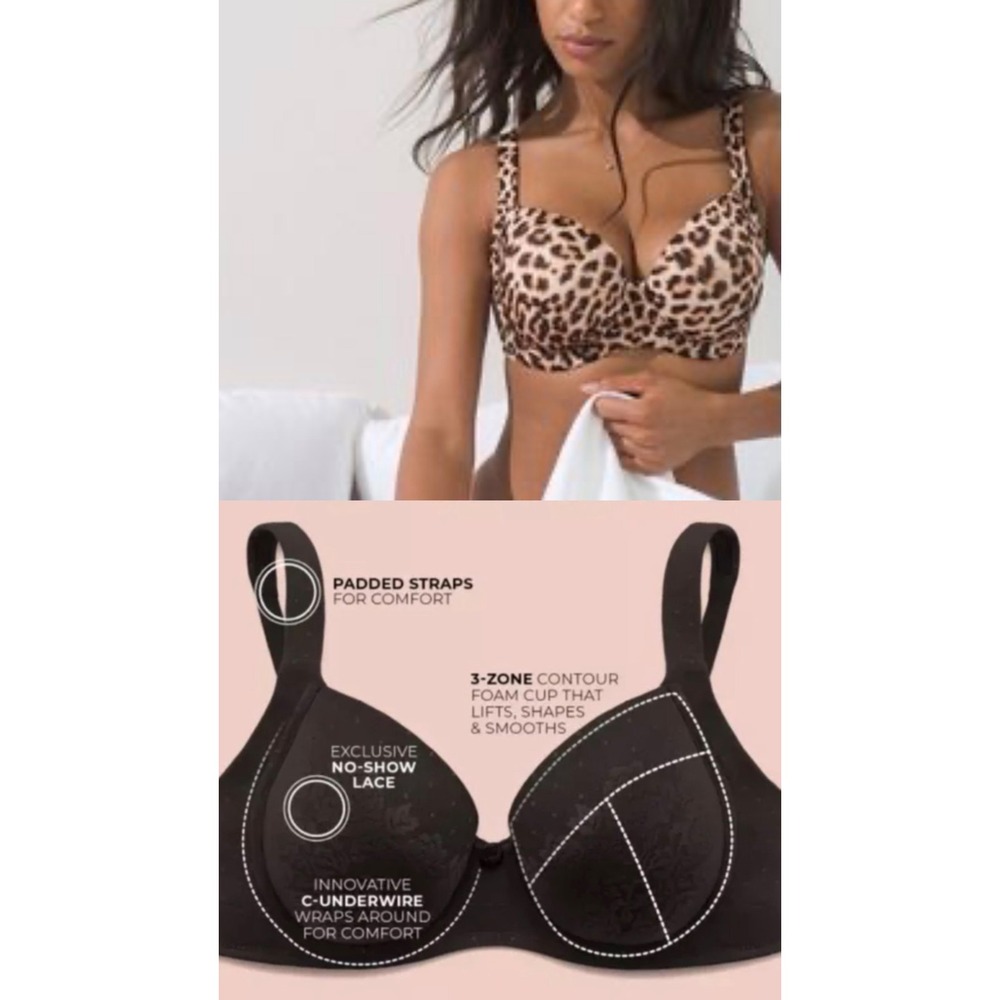 Soma Stunning Support‎ Smooth Full Coverage Bra 40DD Leopard Print 570266026 NEW